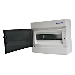 Végkiárusítás SchrackBK 8modul (1x8P) falon kívüli műanyag kiselosztó füstszínű ajtóval, IP40, BK080100