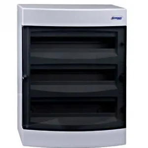 SchrackBK 54modul (3x18P) falon kívüli műanyag kiselosztó füstszínű ajtóval,IP40, BK080107 Azonnali szállítás