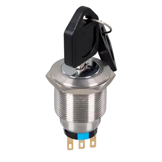 Zárható három állású kapcsoló kulccsal EL-22Y3 2NO+2NC IP65 zöld Azonnali szállítás