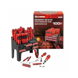 FORCEKRAFT Csavarhúzó és Bit Készlet 100 Darabos Állványban - Szerszámkészlet Otthoni és Profi Használatra Expressz kézbesítés
