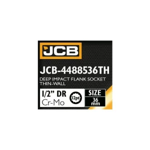 JCB ÜTŐSZERSZÁM Mély Készlet Vékony Fali 1/2" Cr-Mo 12-Szögletű 36mm---JCB Ütőszerszám Mély Készlet Vékony Fali 1/2" Cr-Mo 12-Szögletű 36mm Árcsökkenés