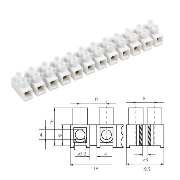 Sorkapocs műanyag 4mm2x12 fehér Szezonális akció