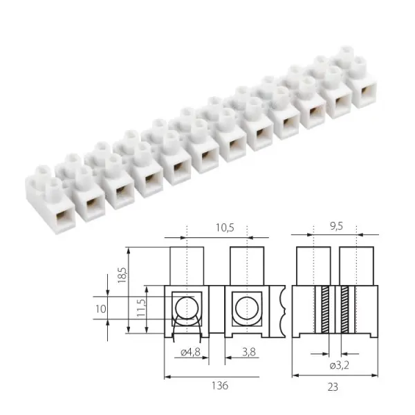 Sorkapocs műanyag 10mm2x12 fehér Alacsony ár