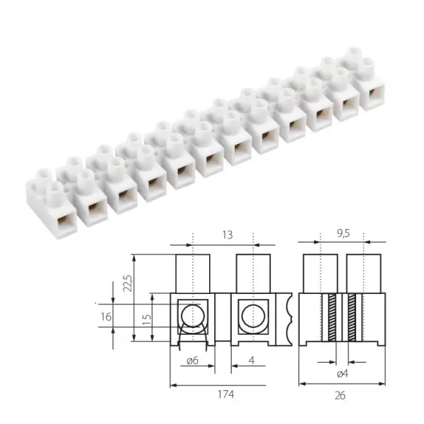 Sorkapocs műanyag 16mm2x12 fehér Olcsóbb