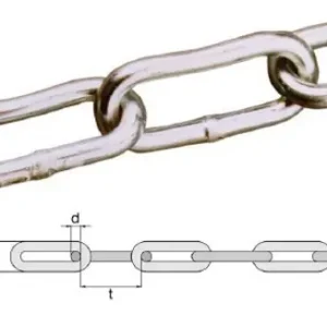 Hosszúszemű lánc DIN 5685/C átm. 4 x 25m acél Vz. Alacsony ár